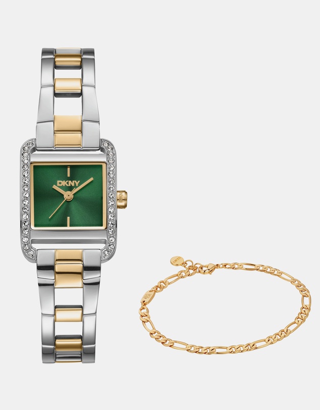 DKNY - Mini Two-Tone 21x27mm Green Dial Womens Watch + Gold Bracelet