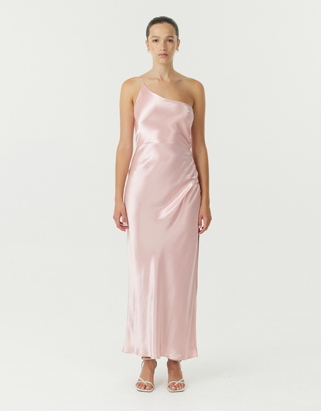 Third Form - Satin Gather One Shoulder Dress