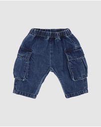Fox & Finch - Indigo Pull On Cargo Jeans - Babies
