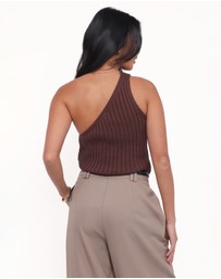 Petal & Pup - Arcadia One Shoulder Top - Chocolate