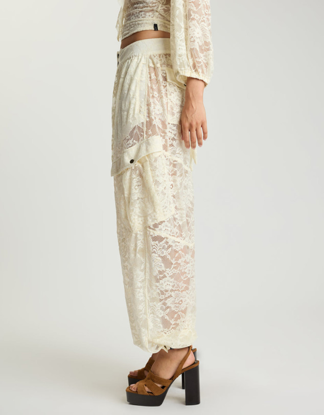 ONE TEASPOON - Savage Romance Utility Lace Pants - Vintage White