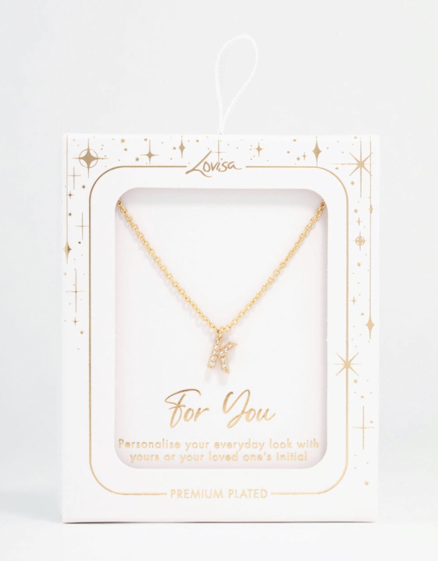 Lovisa - Gold Plated Cubic Zirconia Letter K Necklace