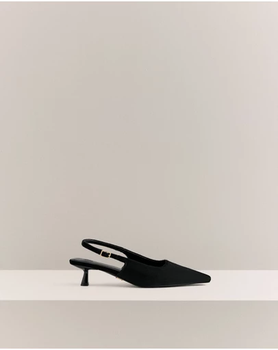 Trenery - Solenne Pony Hair Kitten Heel in Black