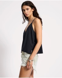 ONE TEASPOON - Deep V Front Singlet - Black