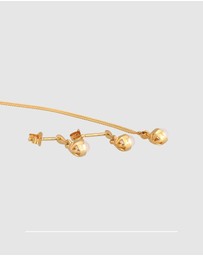 Elli Jewelry - Jewelry Set Drop Pendant Set Ear Hanger with Moonstone in 925 sterling silver gold plated