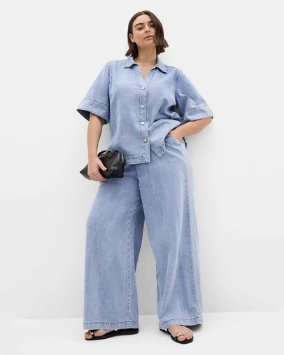 City Chic - Plus size Tiana Cotton Denim Pant - ice wash