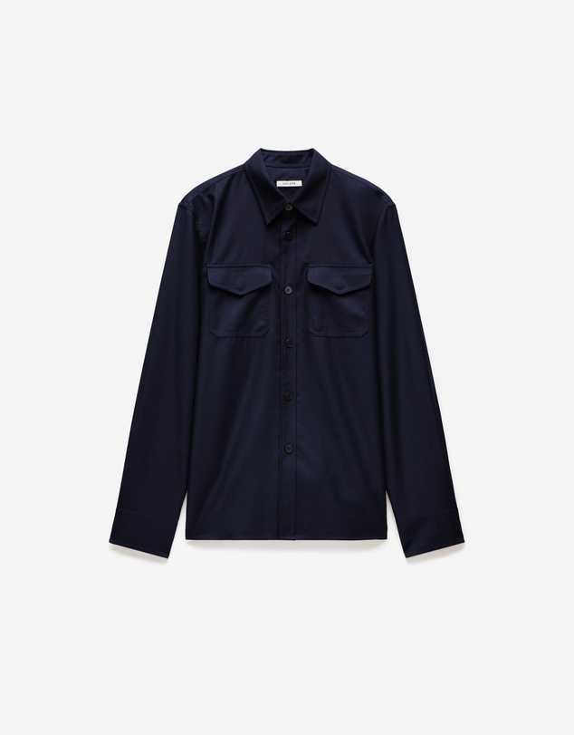 Calibre - Slim Wool Flannel Shirt Navy