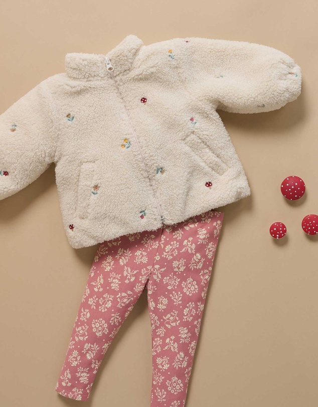 Purebaby - Fluffy Embroidered Jacket -Kids-Babies