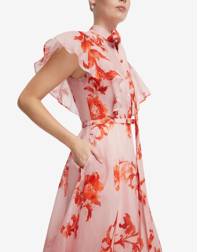 LEO LIN - Elsie Flutter Sleeve Midi Dress