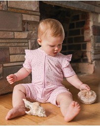 Kynd Baby - Day or Night Short Sleeve Frill Onesie Frangipani - Size 000