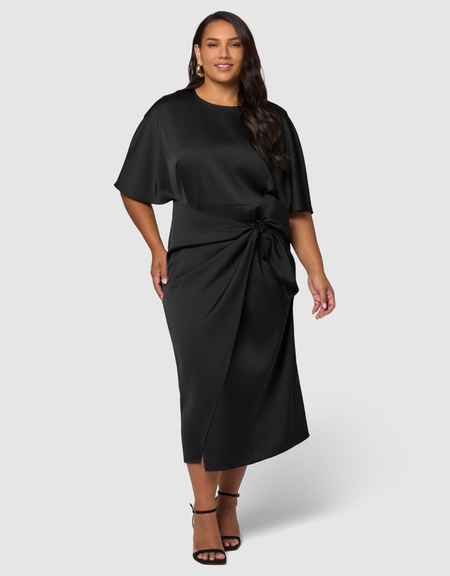 Pink Dusk by Curve Project - Act Up Satin Midi Dress