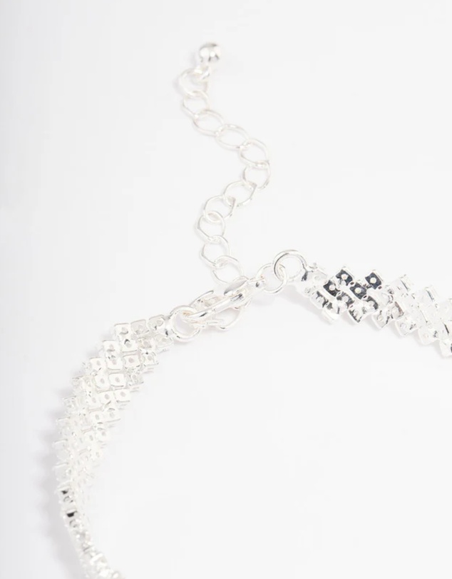 Lovisa - Silver Plated Round Stone Diagonal Tennis Bracelet