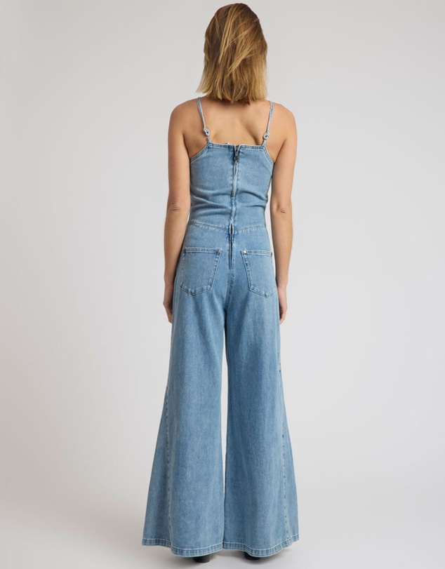 ONE TEASPOON - Brigitte Wide Leg Cami Denim Jumpsuit - Blue Rapture