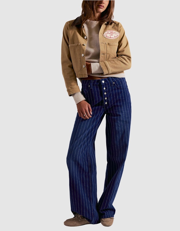 Free People - Striped Nia BF Jeans