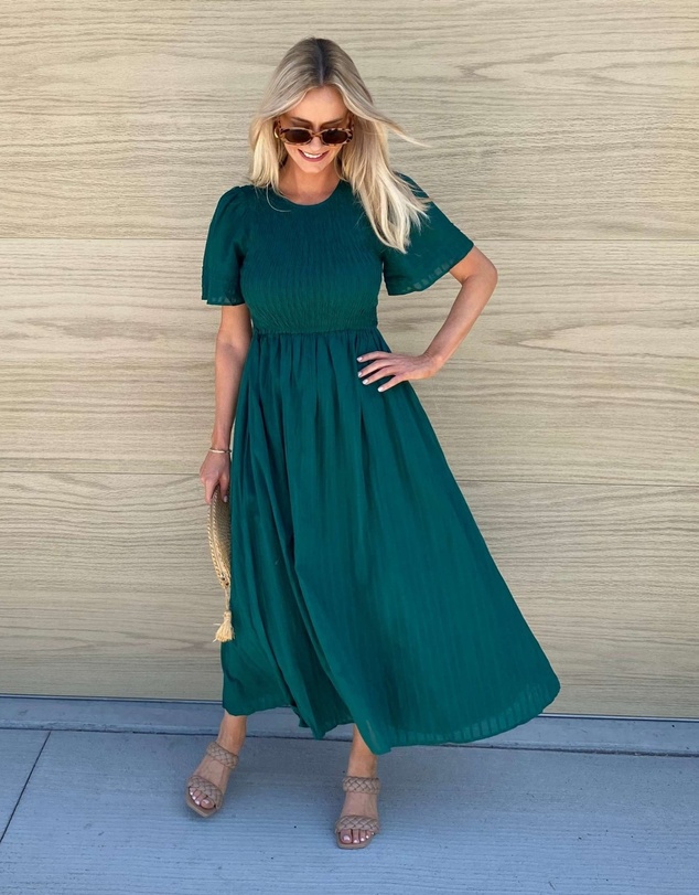 Esther & Co - Iolana Dress - Deep Green