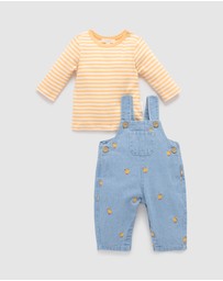 Purebaby - Chook Embroidered Denim Overall Set -Kids-Babies