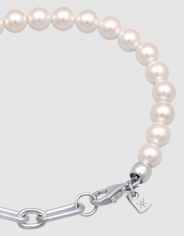 Kuzzoi - ICONIC EXCLUSIVE - Oval Link Chain Bracelet with Pearls in 925 Sterling Silver