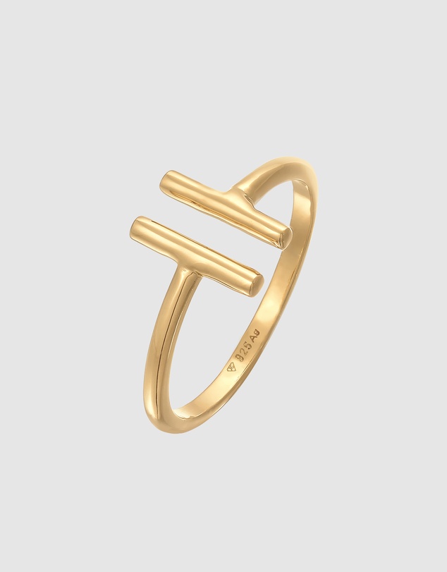 Elli Jewelry - Geometric Band Ring in Gold-Plated 925 Silver