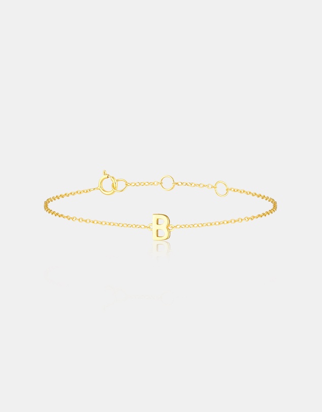 The Silver Collective - Children's A-Z Letter Bracelet - B