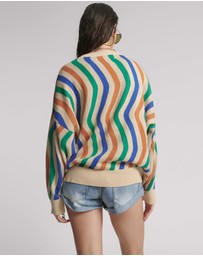 ONE TEASPOON - Acid Trip Knitted Wool Sweater - Striped Cream
