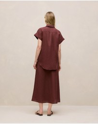 Trenery - Delave Linen Cap Sleeve Shirt in Espresso