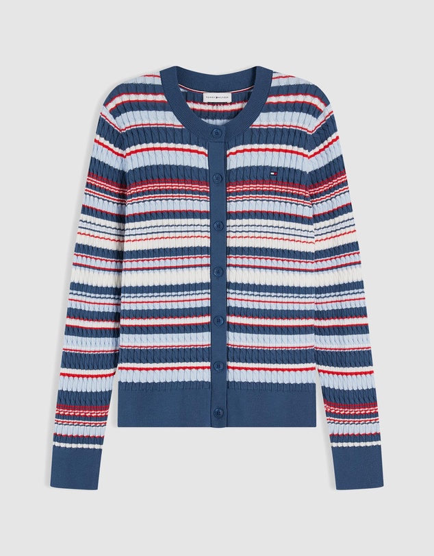 Tommy Hilfiger - Cotton Cable Fine Gauge Long Sleeve Crew Neck Cardigan