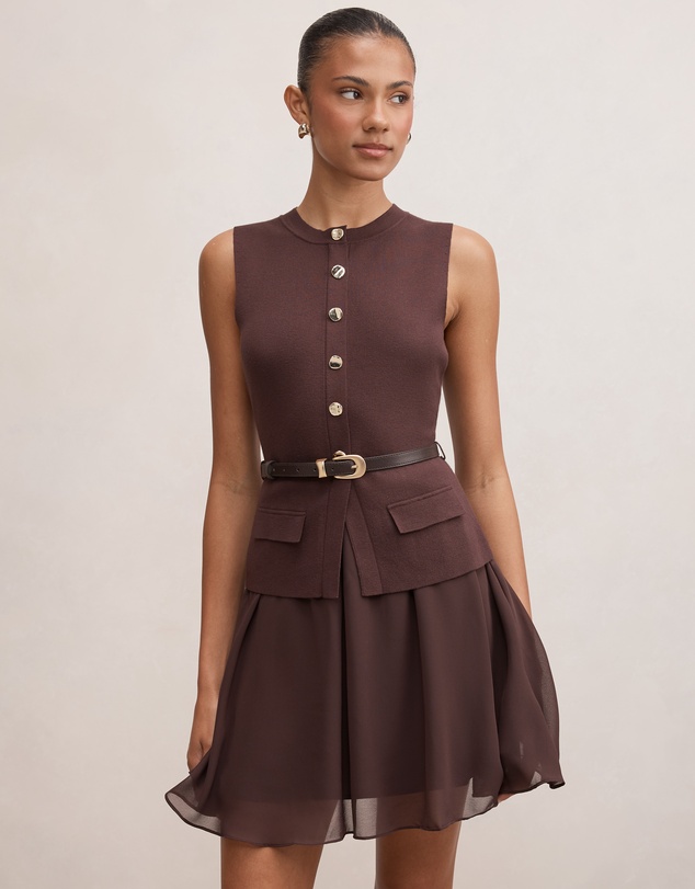 Forever New - Belle Woven Mix Mini Dress