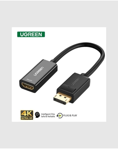 Ugreen - UGREEN DisplayPort to HDMI Converter 4K UHD 30Hz Adapter with Gold Plated Connectors Black