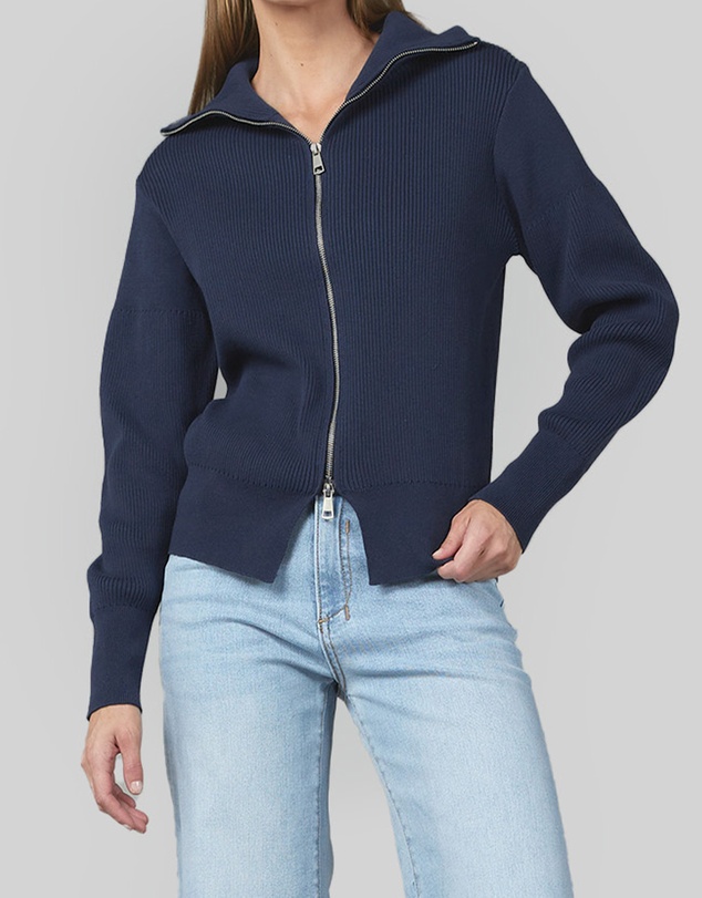 DRICOPER DENIM - Clara Navy Rib Knit Top
