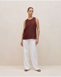 Trenery - Delave Linen Shell Tank in Espresso