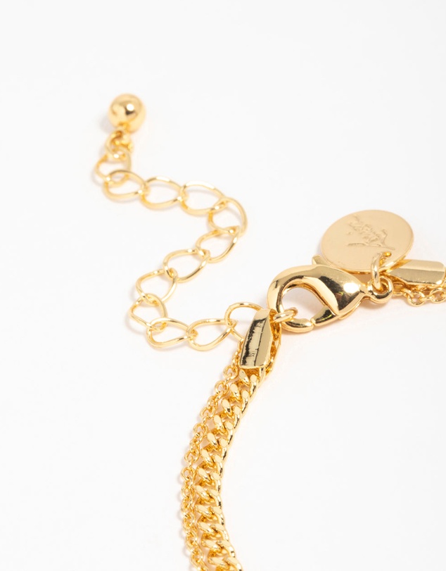Lovisa - Gold Plated Brass Cubic Zirconia Chain Layered Bracelet