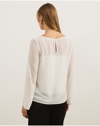 Atmos&Here - Leah Chiffon Boat Neck Long Sleeve Top