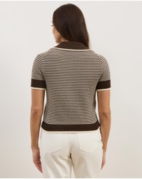 Atmos&Here - Nova Short Sleeve Stripe Knit Top