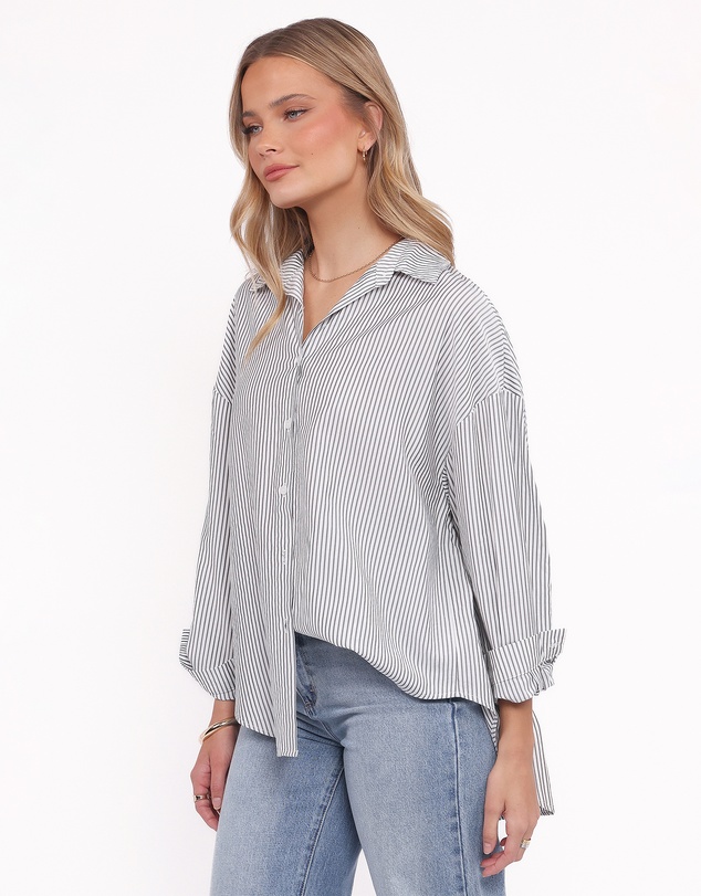 Petal & Pup - Edna Shirt - Charcoal Stripe