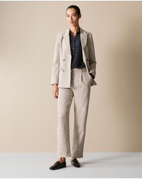 Trenery - Cotton Blend Puppytooth Ponte Blazer in Natural Marle