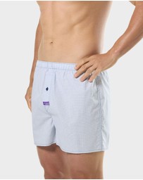 Mitch Dowd - Mens Checkers Boxer Shorts 3 Pack - Blue