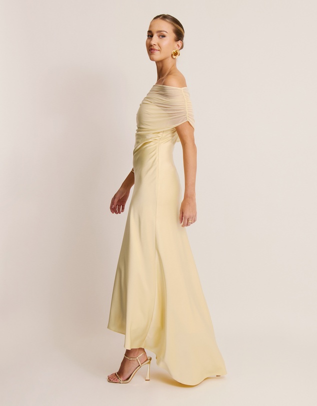 Six Stories - Bardot Satin Maxi Dress