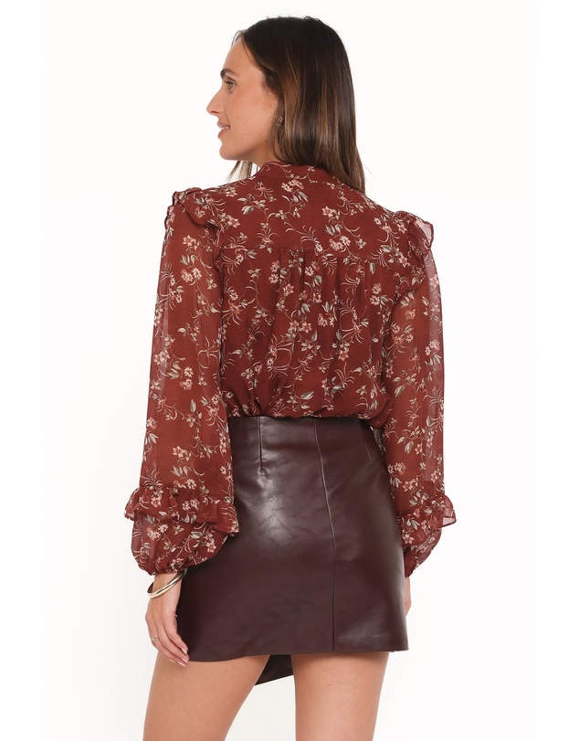Petal & Pup - Elanira Ruffle Top - Rust Floral