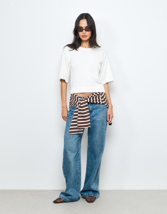 AERE - Elke Boxy Organic Cotton Knit Top