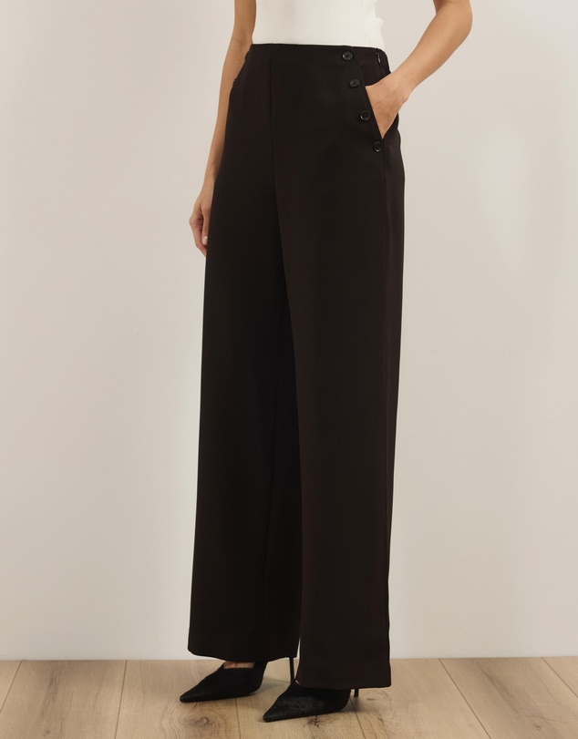 Atmos&Here - Lola High Waisted Tailored Pants With Button Detail