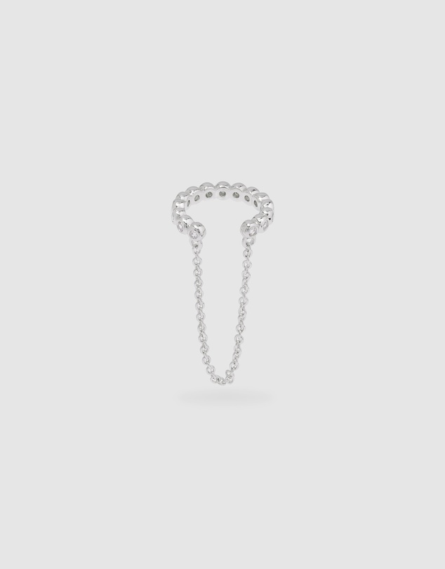 Wanderlust + Co - Pave Drop Chain Silver Ear Cuff