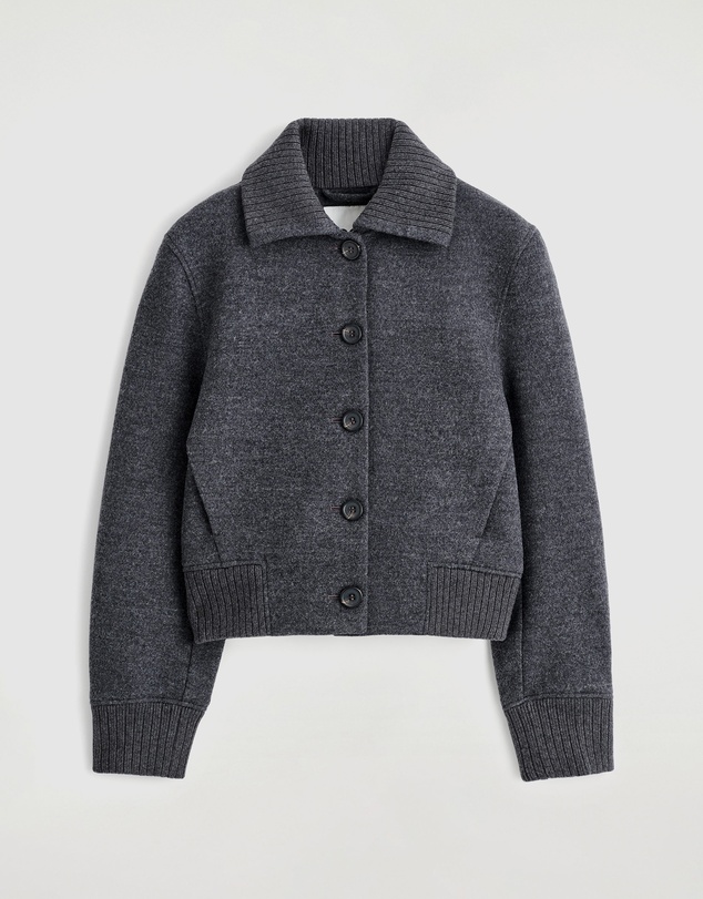 COS - Ribbed-Collar Boiled Merino Wool Jacket