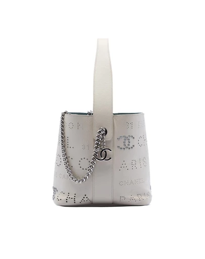 Pre-Loved by Azura Reborn - Pre-Loved Small Perforated Calfskin Logo Eyelet Bucket Bag