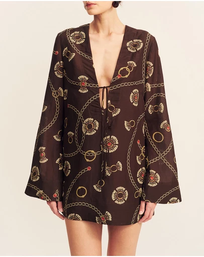 Shona Joy - Vacanza Plunged LS Mini Dress