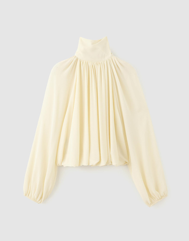 M.N.G - Gathered High-Neck Blouse