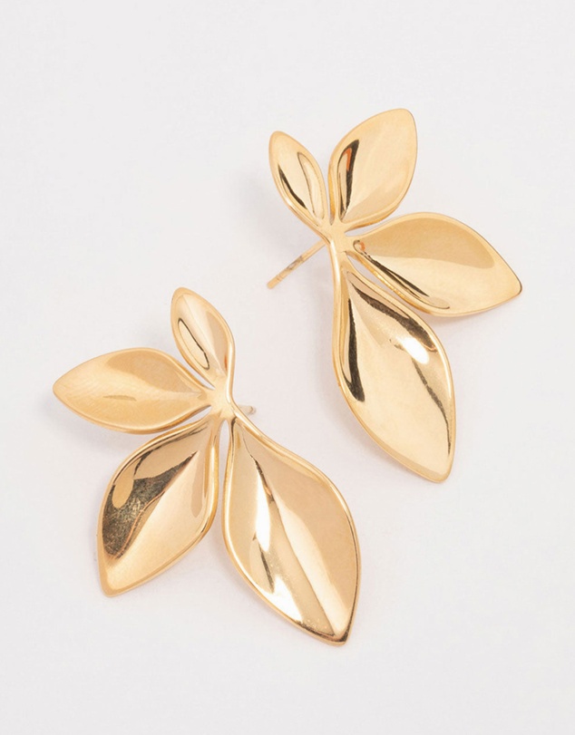 Lovisa - Waterproof Gold Plated Stainless Steel Leaf Cluster Stud Earrings