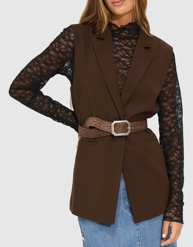 Belle & Bloom - Stand By Me Embossed Leather Belt