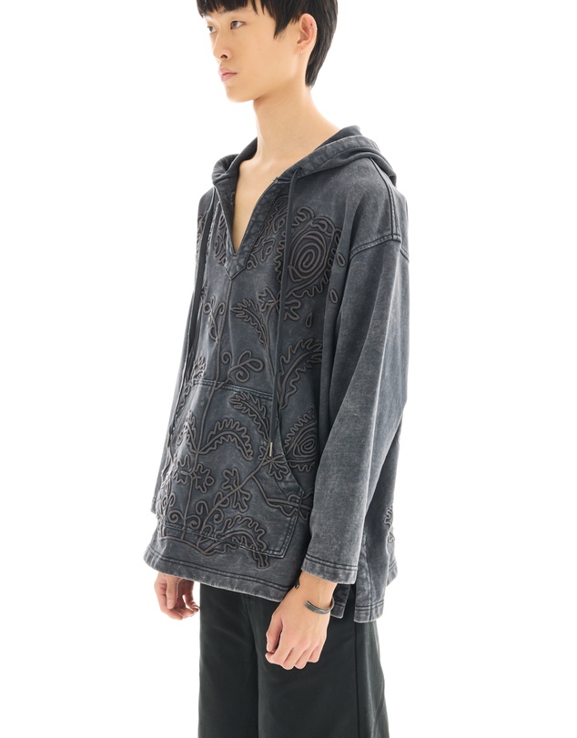 THE TALES - Textured Flower Embroidered Hooded Jacket