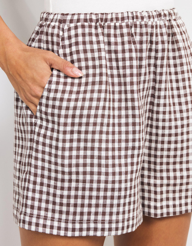 AERE - Romy Linen Gingham Shorts