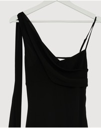 Revibe - Repaired CHANCERY Elly Asymmetric Draped Cowl Maxi Dress - AU 8